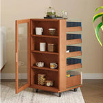 LIVARA 8813 - Wood Frame, Veneer, Storage and Cabinet, Rubberwood Wood Silent 5 12mm Casters with Drawers, Transparent Colourful Solid Glass Cherry Blue
