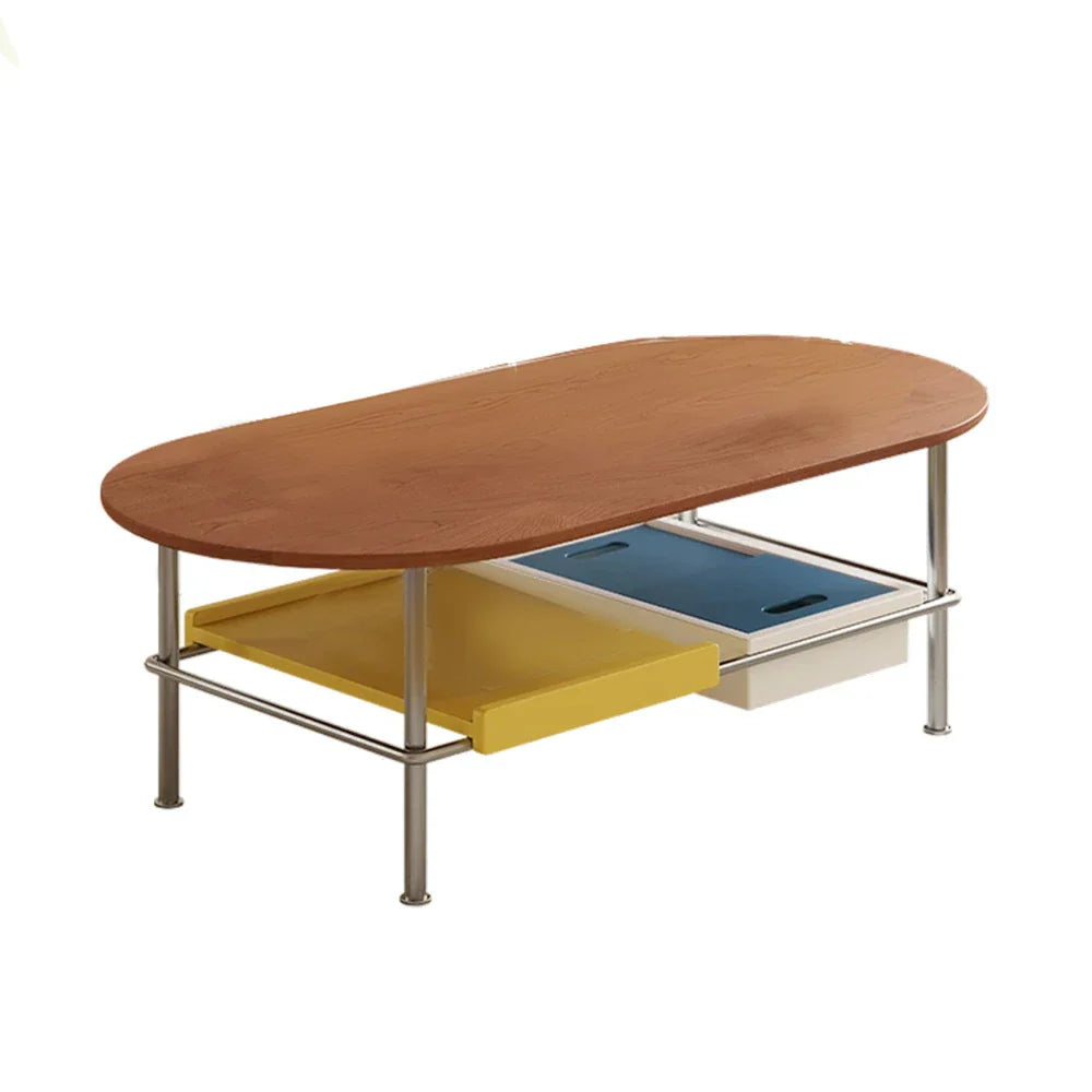 LIVARA 9952 Design Steel Stainless Rubberwood Wood 304 Pads, - with Adjustable Veneer, Foot Cherry Frame, Solid Table, Open Dining Wood