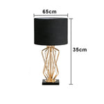 LIVARA Table Lamp - Electroplated Metal Frame, Fabric Shade, Natural Marble Base, Elegant Multi-Use Design - Black