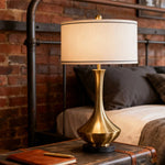 LIVARA Table Lamp - Handmade Fabric Shade, E27 Socket, Natural Marble Base, Elegant Style with Soft Lighting