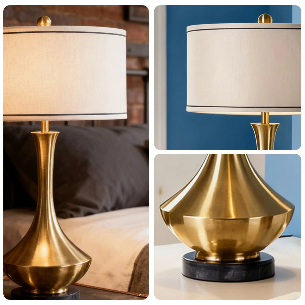 LIVARA Table Lamp - Handmade Fabric Shade, E27 Socket, Natural Marble Base, Elegant Style with Soft Lighting