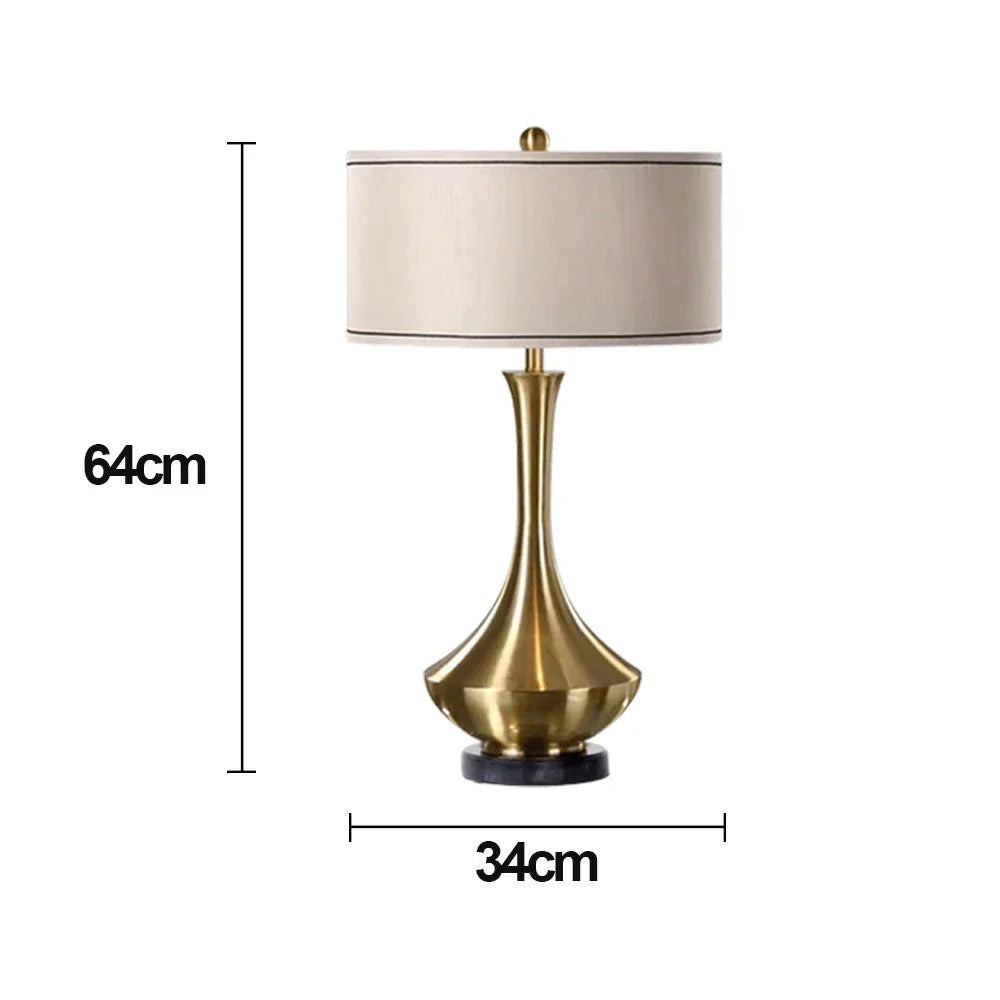 LIVARA Table Lamp - Handmade Fabric Shade, E27 Socket, Natural Marble Base, Elegant Style with Soft Lighting