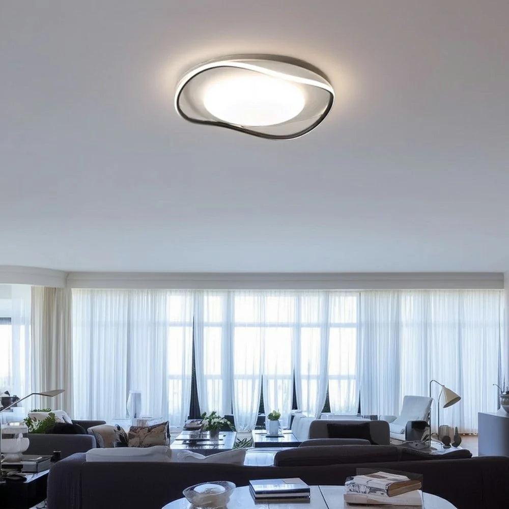 LIVARA 43W - Design Eye-Comfort Dimmable Three-Color & LED Surround 3D with Light Ceiling Aluminium Black