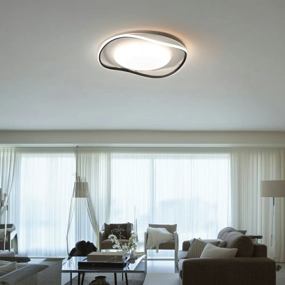 LIVARA 43W - Design Eye-Comfort Dimmable Three-Color & LED Surround 3D with Light Ceiling Aluminium Black