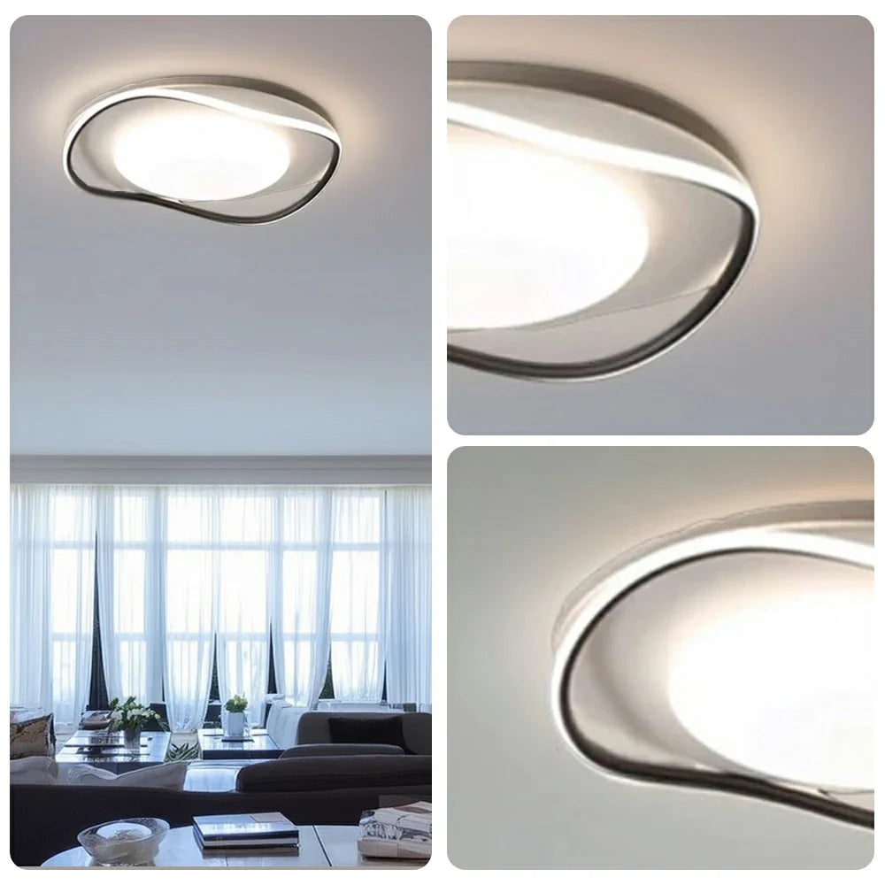 LIVARA 43W - Design Eye-Comfort Dimmable Three-Color & LED Surround 3D with Light Ceiling Aluminium Black