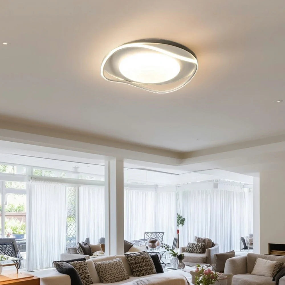 LIVARA 43W - Design Eye-Comfort Dimmable Three-Color & LED Surround 3D with Light Ceiling Aluminium White