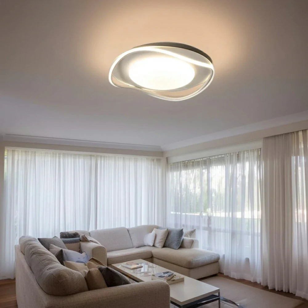 LIVARA 43W - Design Eye-Comfort Dimmable Three-Color & LED Surround 3D with Light Ceiling Aluminium White