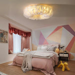 LIVARA Feather Lighting Soft Dimmable Three-Color & LED Eye-Protection Feathers, Goose Natural with Light Ceiling