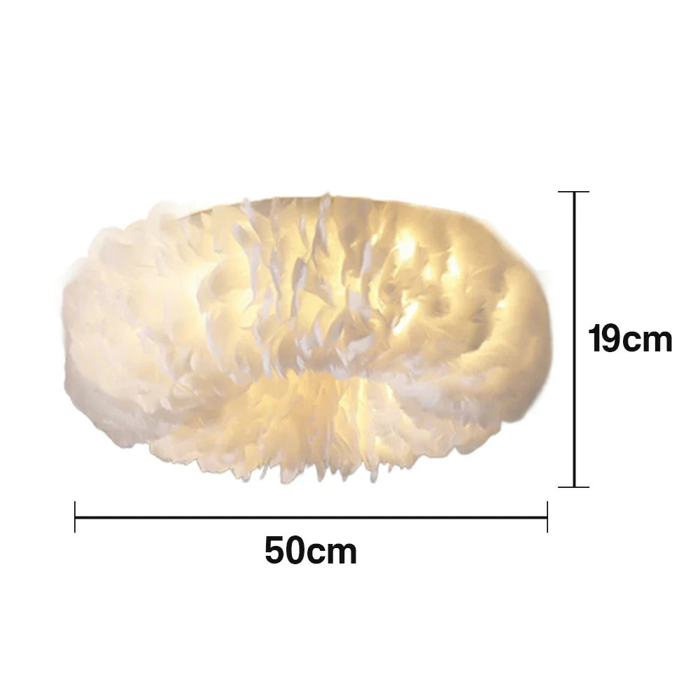 LIVARA Feather Lighting Soft Dimmable Three-Color & LED Eye-Protection Feathers, Goose Natural with Light Ceiling