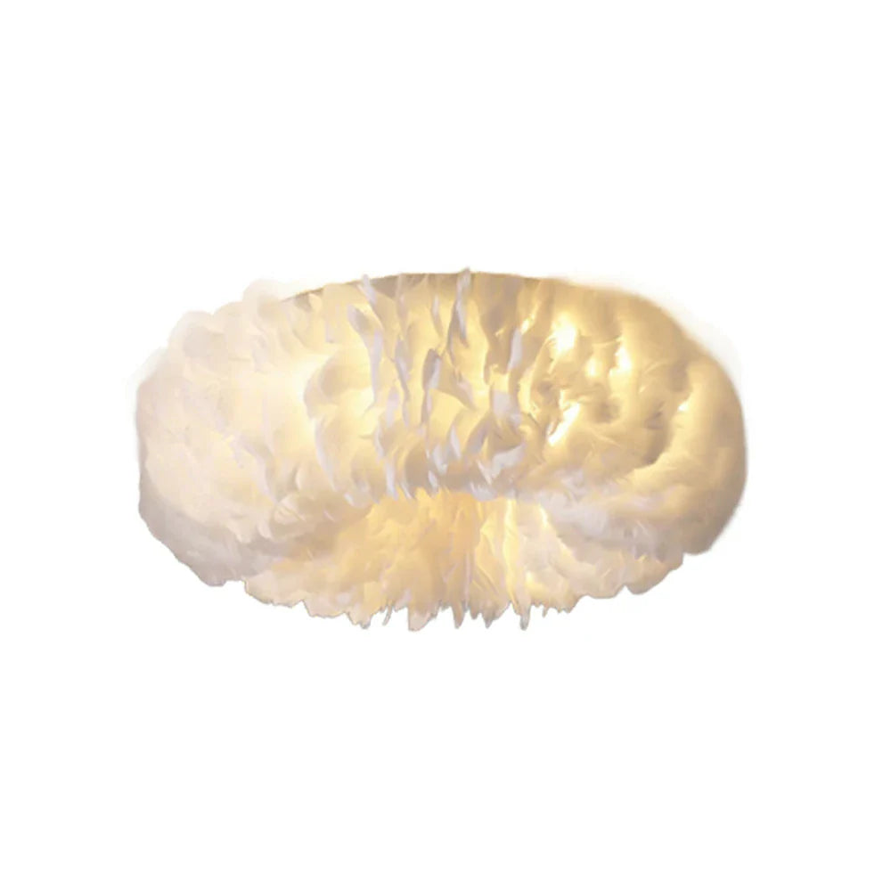 LIVARA Feather Lighting Soft Dimmable Three-Color & LED Eye-Protection Feathers, Goose Natural with Light Ceiling