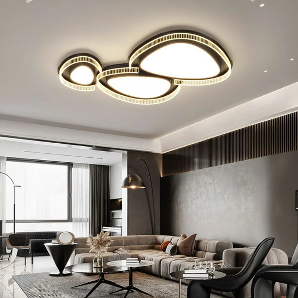 LIVARA 294W - Design Body Iron Diffuser Soft PMMA & Lighting Dimmable Three-Color LED, Eye-Protection Full-Spectrum with Light Ceiling Black