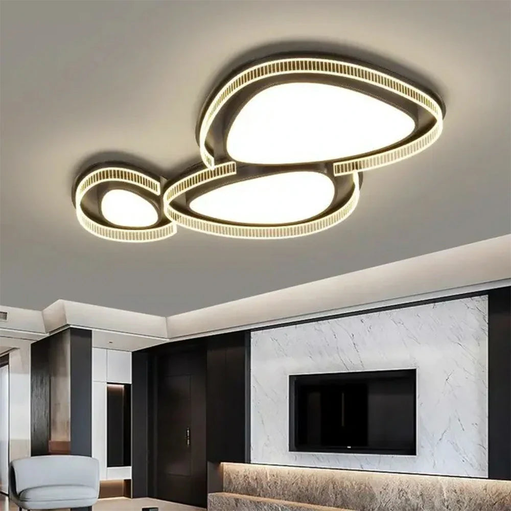 LIVARA 294W - Design Body Iron Diffuser Soft PMMA & Lighting Dimmable Three-Color LED, Eye-Protection Full-Spectrum with Light Ceiling Black