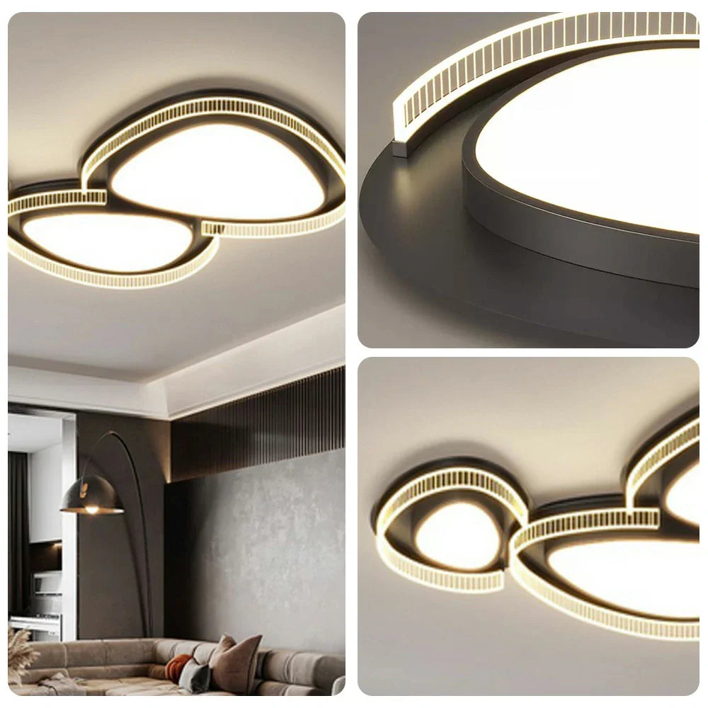 LIVARA 294W - Design Body Iron Diffuser Soft PMMA & Lighting Dimmable Three-Color LED, Eye-Protection Full-Spectrum with Light Ceiling Black