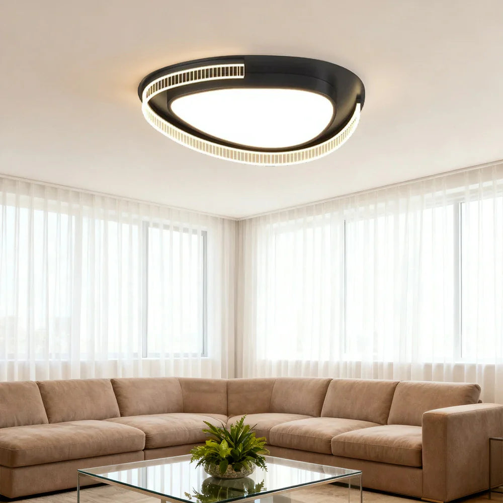 LIVARA 108W - Design Body Iron Diffuser Soft PMMA & Lighting Dimmable Three-Color LED, Eye-Protection Full-Spectrum with Light Ceiling Black