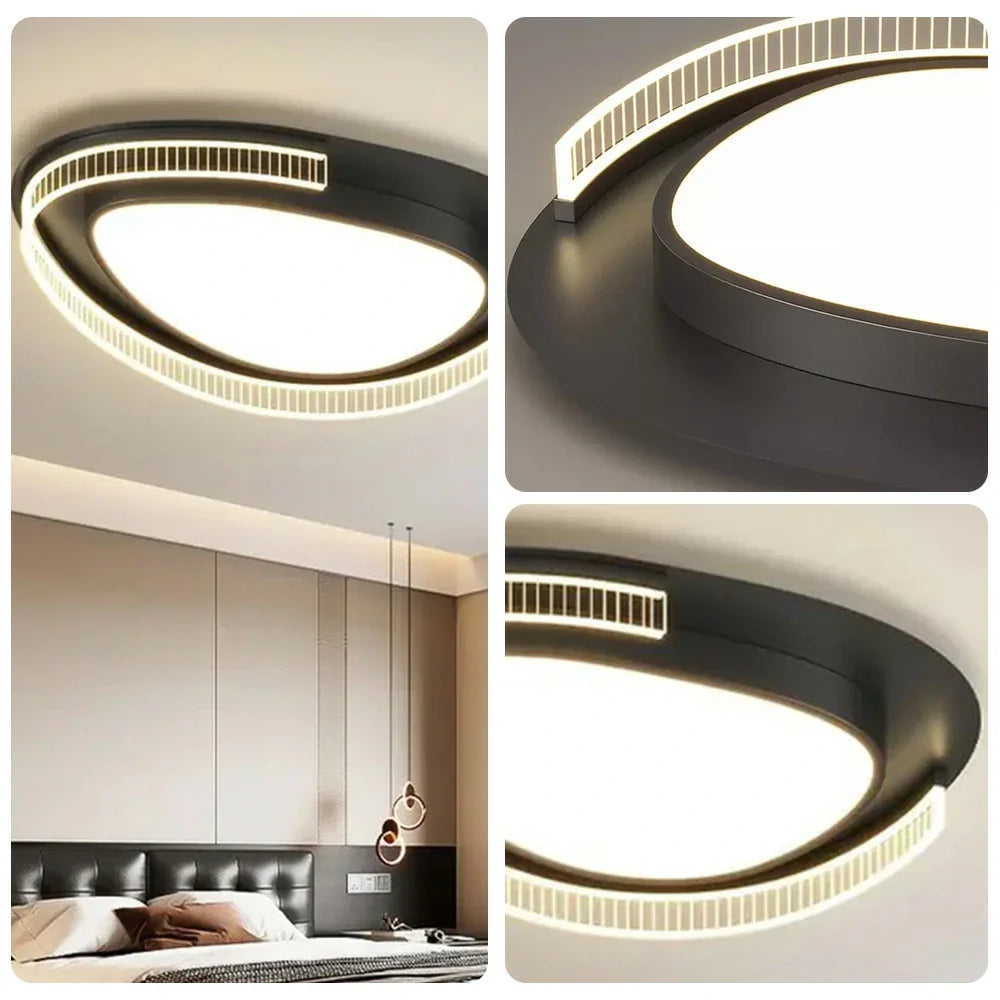 LIVARA 108W - Design Body Iron Diffuser Soft PMMA & Lighting Dimmable Three-Color LED, Eye-Protection Full-Spectrum with Light Ceiling Black