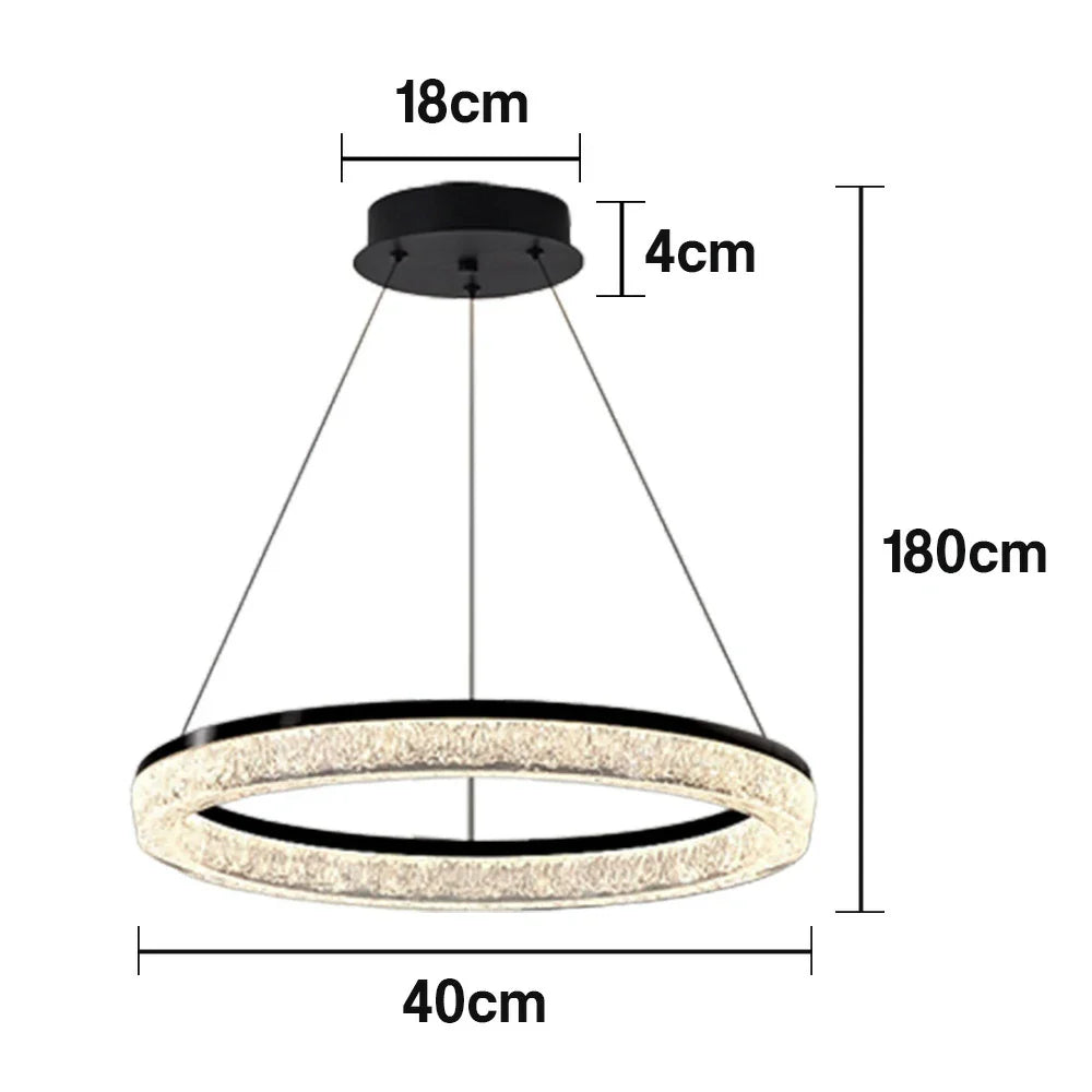 LIVARA 48W Design Body Iron Matte & Lighting Dimmable Three-Color LED, Eye-Protection Full-Spectrum with Light Pendant Crystal