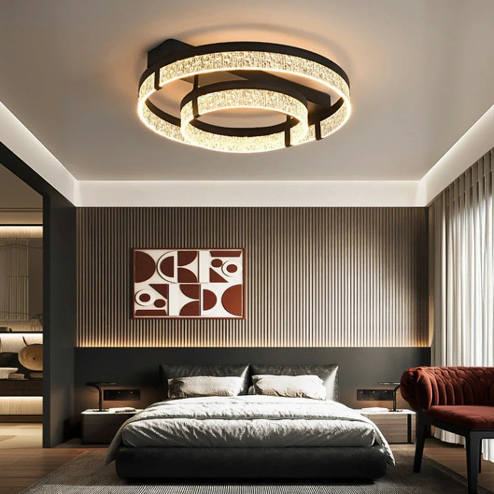 LIVARA 40W - Diffuser PMMA Wide & Lighting Dimmable Three-Color LED, Eye-Protection Full-Spectrum with Light Ceiling Aluminium Black