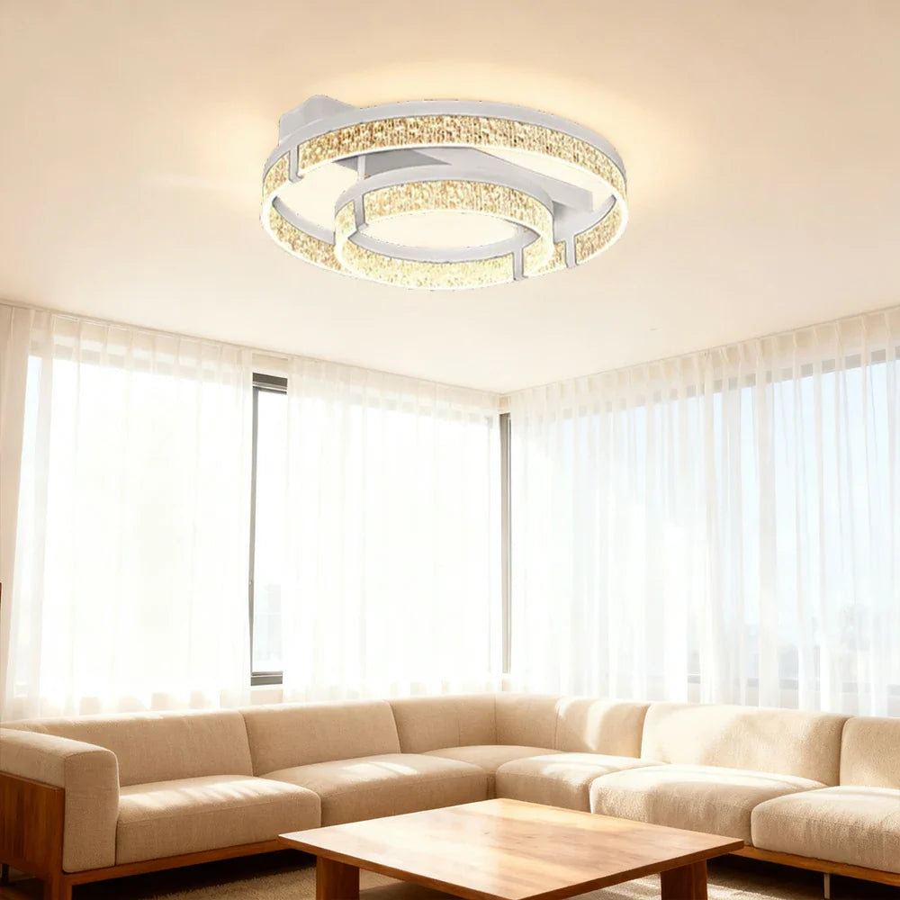 LIVARA 40W - Diffuser PMMA Wide & Lighting Dimmable Three-Color LED, Eye-Protection Full-Spectrum with Light Ceiling Aluminium White