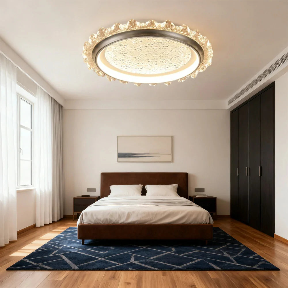 LIVARA 96W Grey - Lampshade PMMA Soft & Frame Iron Die-Cast Anti-Rust LED, Full-Spectrum Dimmable with Light Ceiling Modern