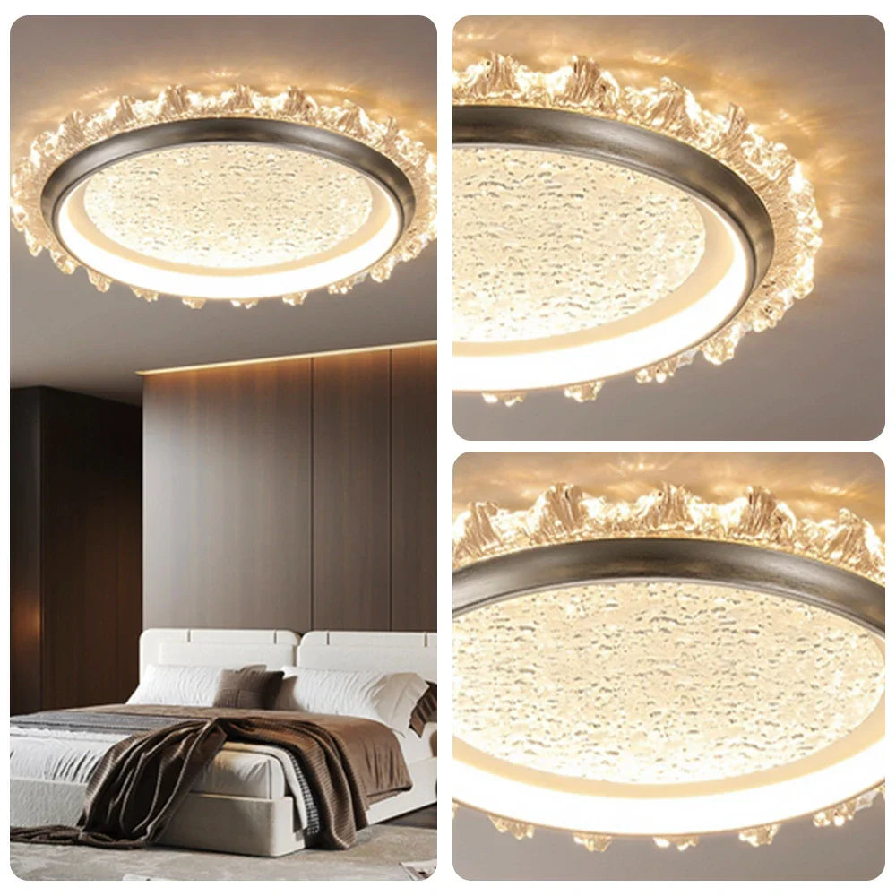 LIVARA 96W Grey - Lampshade PMMA Soft & Frame Iron Die-Cast Anti-Rust LED, Full-Spectrum Dimmable with Light Ceiling Modern