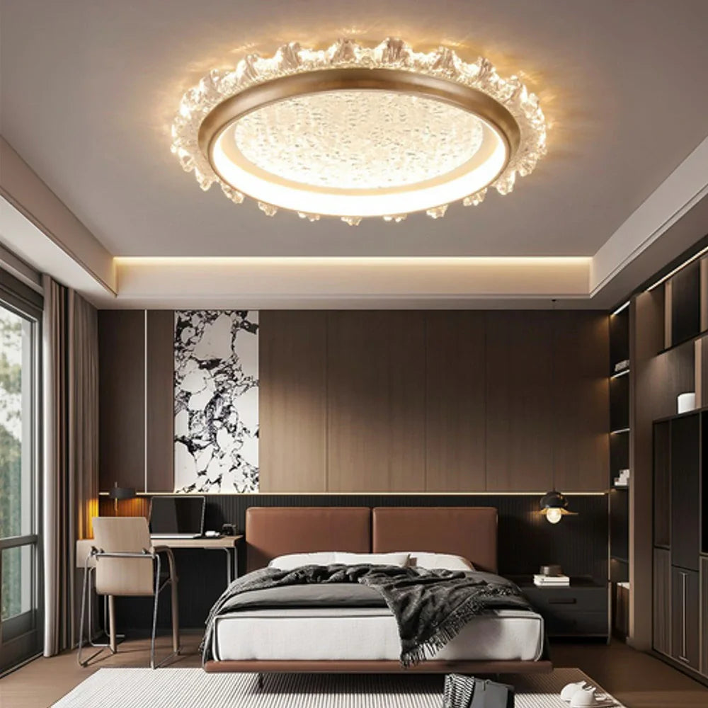 LIVARA 96W Coffee - Lampshade PMMA Soft & Frame Iron Die-Cast Anti-Rust LED, Full-Spectrum Dimmable with Light Ceiling Modern