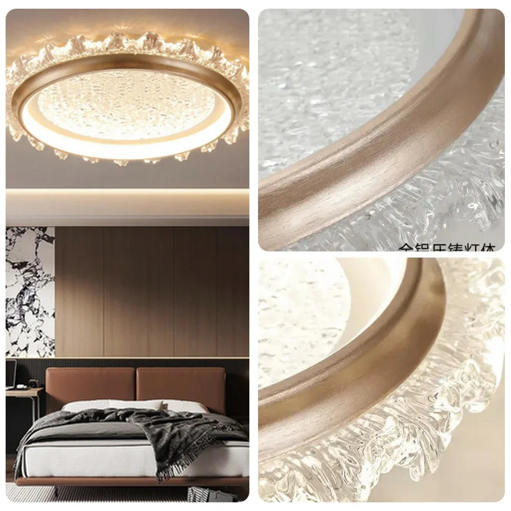 LIVARA 96W Coffee - Lampshade PMMA Soft & Frame Iron Die-Cast Anti-Rust LED, Full-Spectrum Dimmable with Light Ceiling Modern