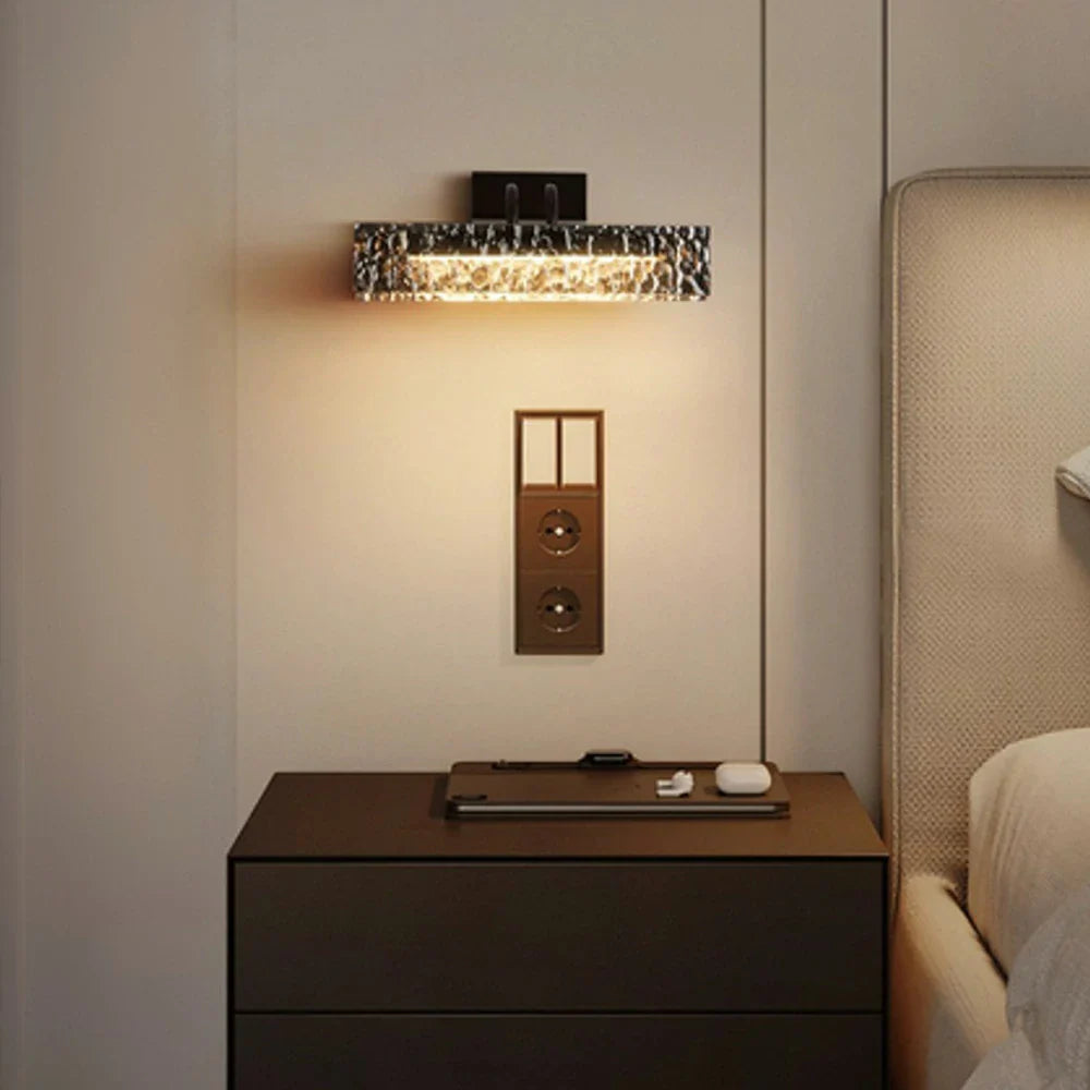 LIVARA 20W Base Iron Matte & Shade Glass Electroplated Grey Smoky LED, Eye-Protection Full-Spectrum with Light Wall