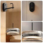 LIVARA 28W Base Iron Matte with Shade Glass Grey Smoky & LED Anti-Glare Illumination, 360-degree Dual-Sided with Light Wall