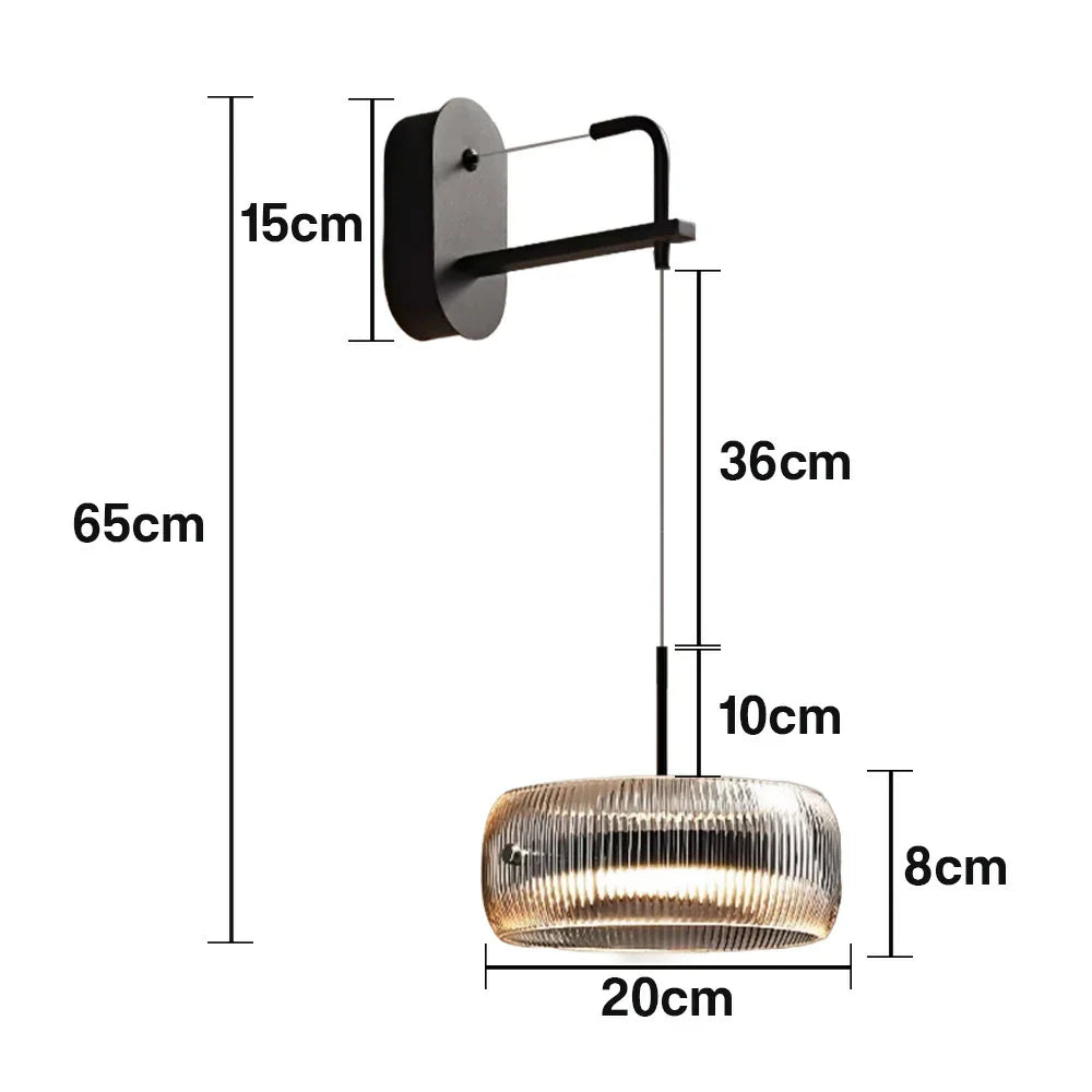 LIVARA 28W Base Iron Matte with Shade Glass Grey Smoky & LED Anti-Glare Illumination, 360-degree Dual-Sided with Light Wall