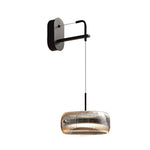 LIVARA 28W Base Iron Matte with Shade Glass Grey Smoky & LED Anti-Glare Illumination, 360-degree Dual-Sided with Light Wall