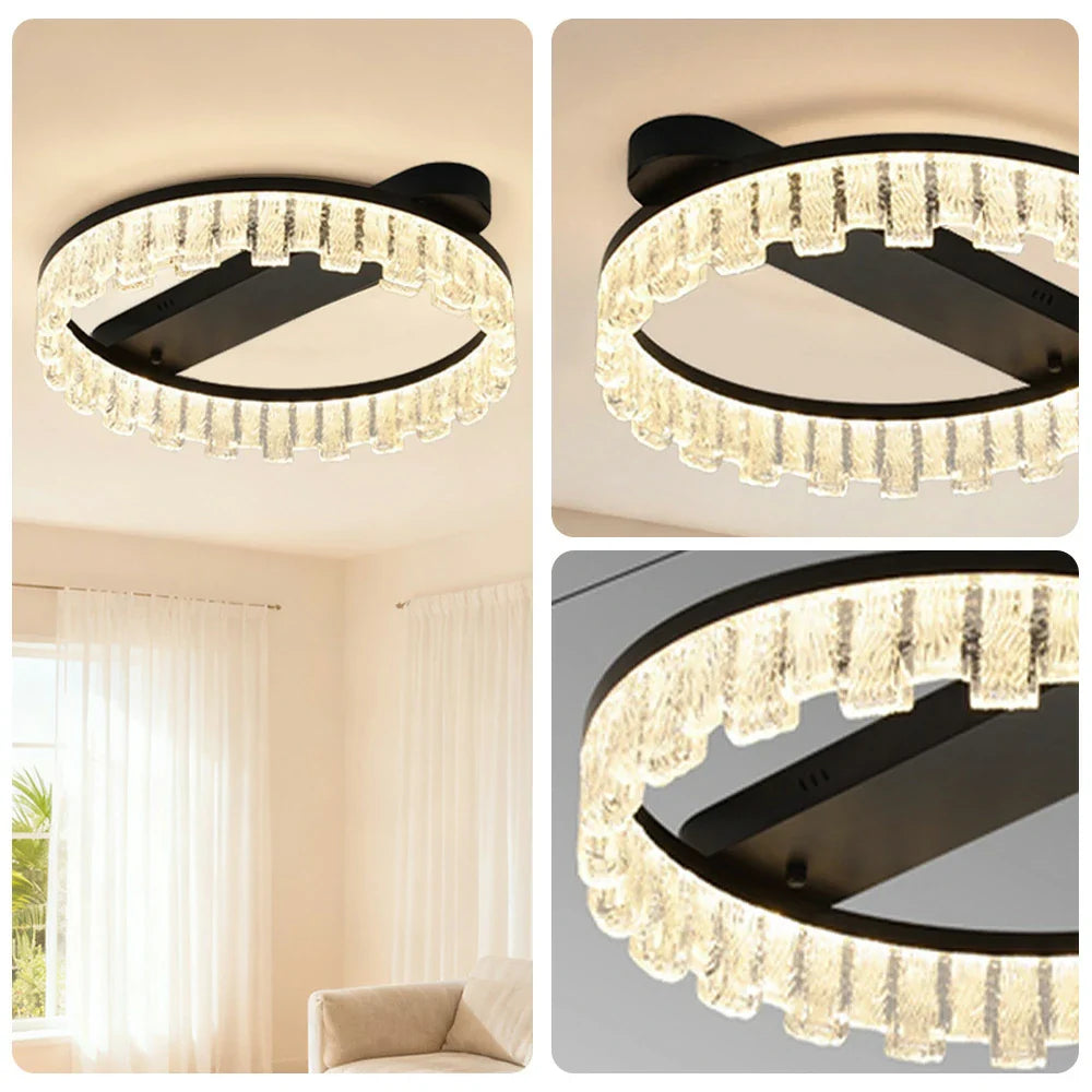 LIVARA 60W - Diffuser PMMA Dimmable & Frame Aluminum Brushed LED, Eye-Comfort Full-Spectrum with Light Ceiling Black