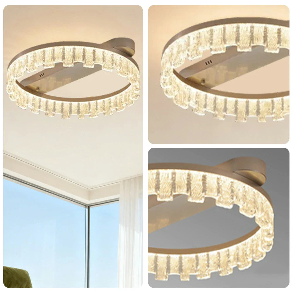 LIVARA 60W Gold - Diffuser PMMA Dimmable & Frame Aluminum Brushed LED, Eye-Comfort Full-Spectrum with Light Ceiling