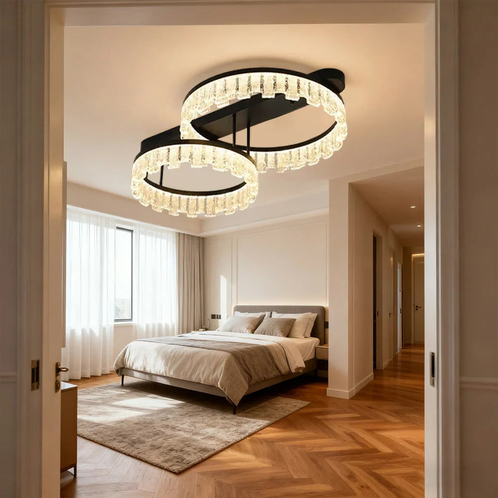 LIVARA 112W - Diffuser PMMA Dimmable & Frame Aluminum Brushed LED, Eye-Comfort Full-Spectrum with Light Ceiling Black