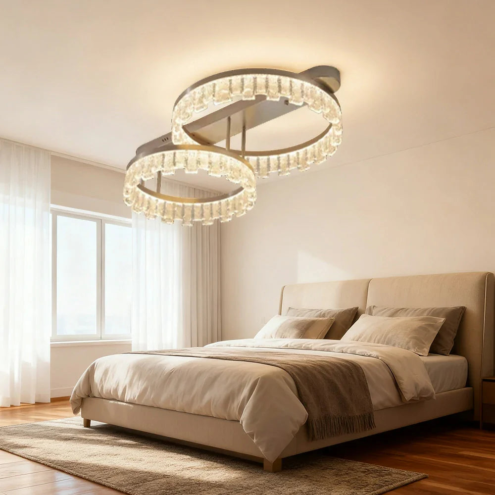 LIVARA 112W Gold - Diffuser PMMA Dimmable & Frame Aluminum Brushed LED, Eye-Comfort Full-Spectrum with Light Ceiling