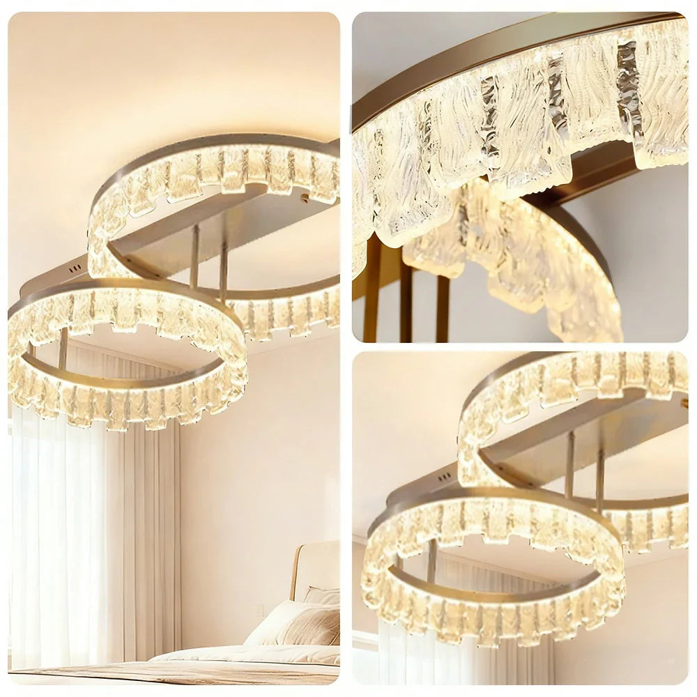 LIVARA 112W Gold - Diffuser PMMA Dimmable & Frame Aluminum Brushed LED, Eye-Comfort Full-Spectrum with Light Ceiling