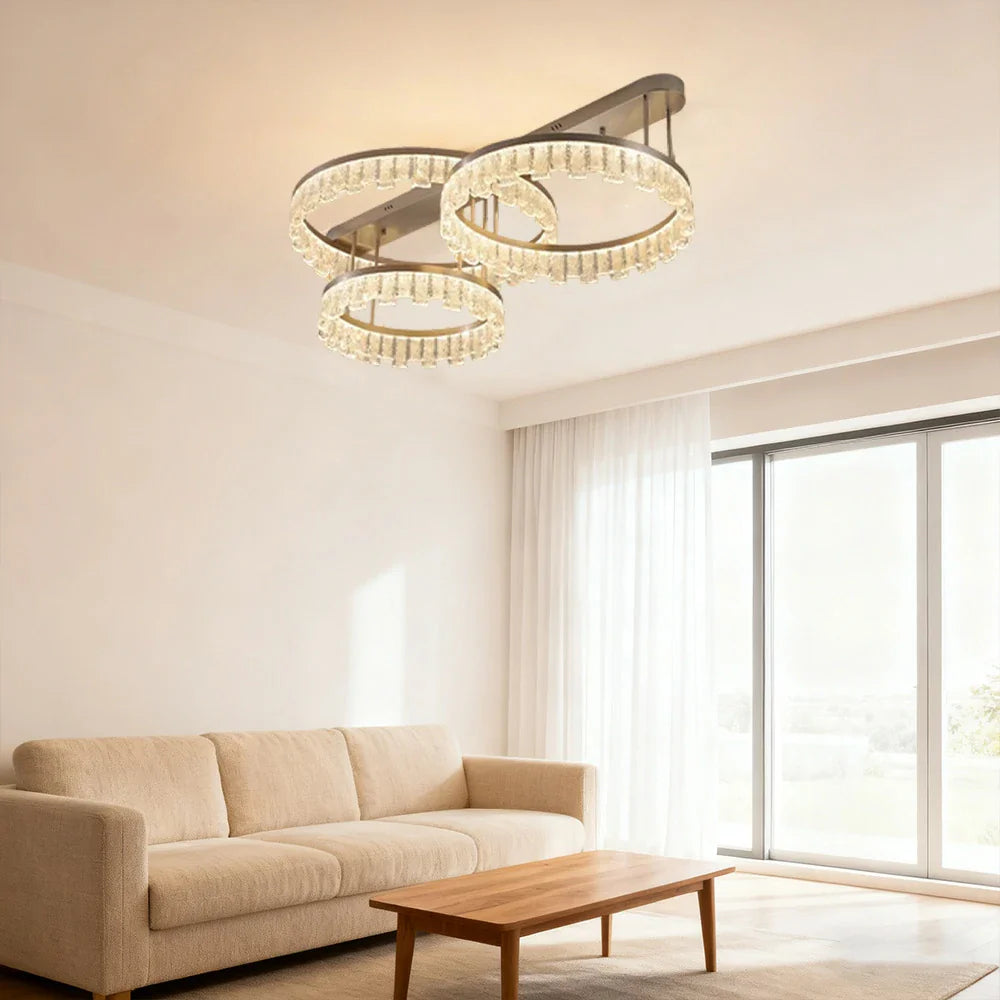 LIVARA 180W Gold - Diffuser PMMA Dimmable & Frame Aluminum Brushed LED, Eye-Comfort Full-Spectrum with Light Ceiling