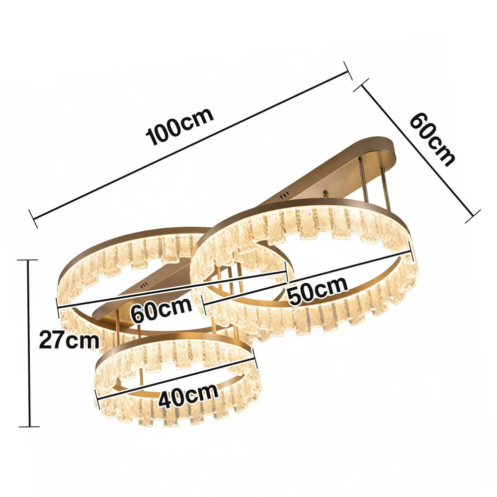 LIVARA 180W Gold - Diffuser PMMA Dimmable & Frame Aluminum Brushed LED, Eye-Comfort Full-Spectrum with Light Ceiling