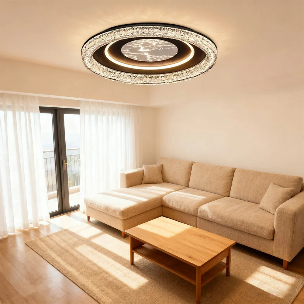 LIVARA 68W Frame Iron Matte & LED Eye-Comfort Full-Spectrum Lighting, Diffused Soft with Light Ceiling Black