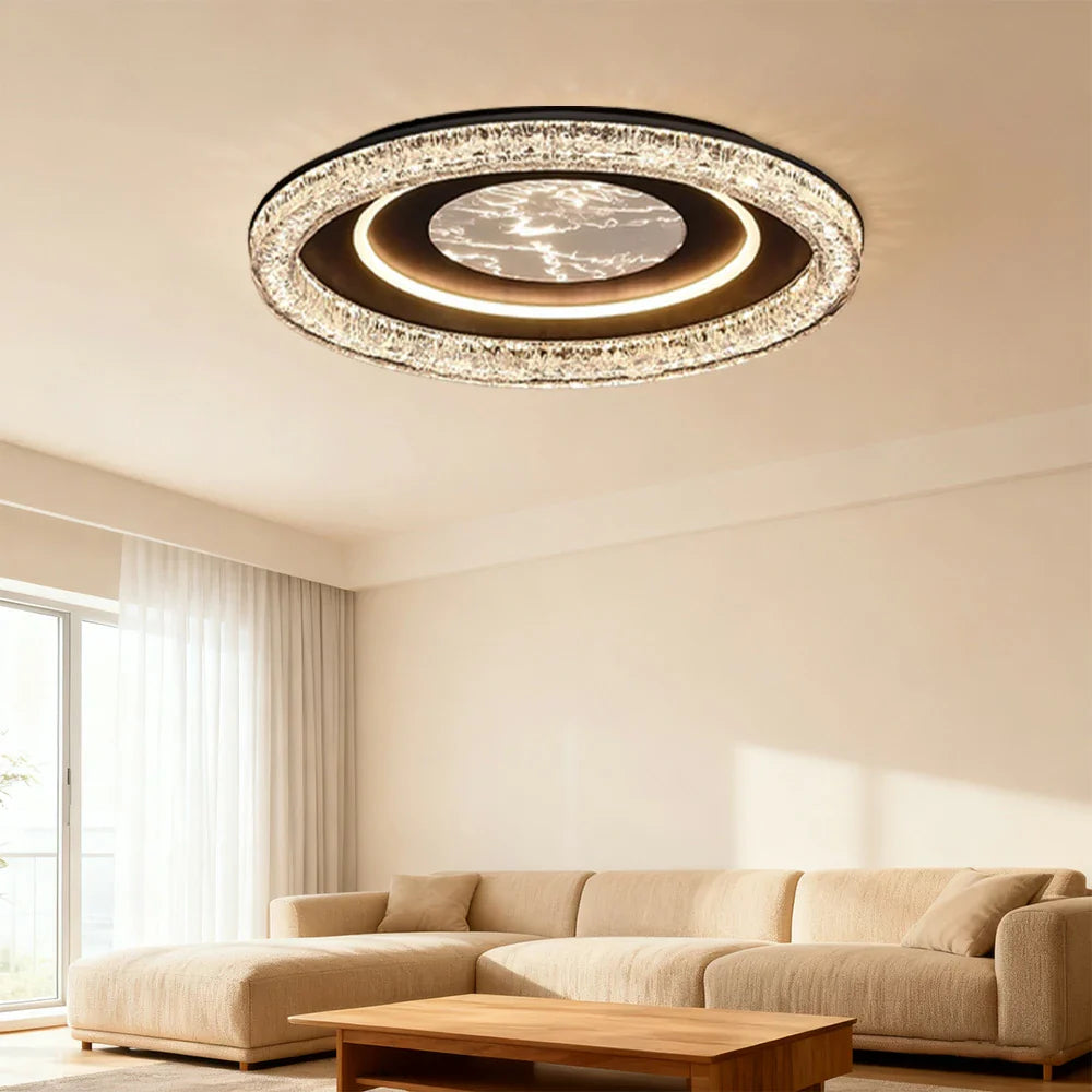 LIVARA 68W Frame Iron Matte & LED Eye-Comfort Full-Spectrum Lighting, Diffused Soft with Light Ceiling Black