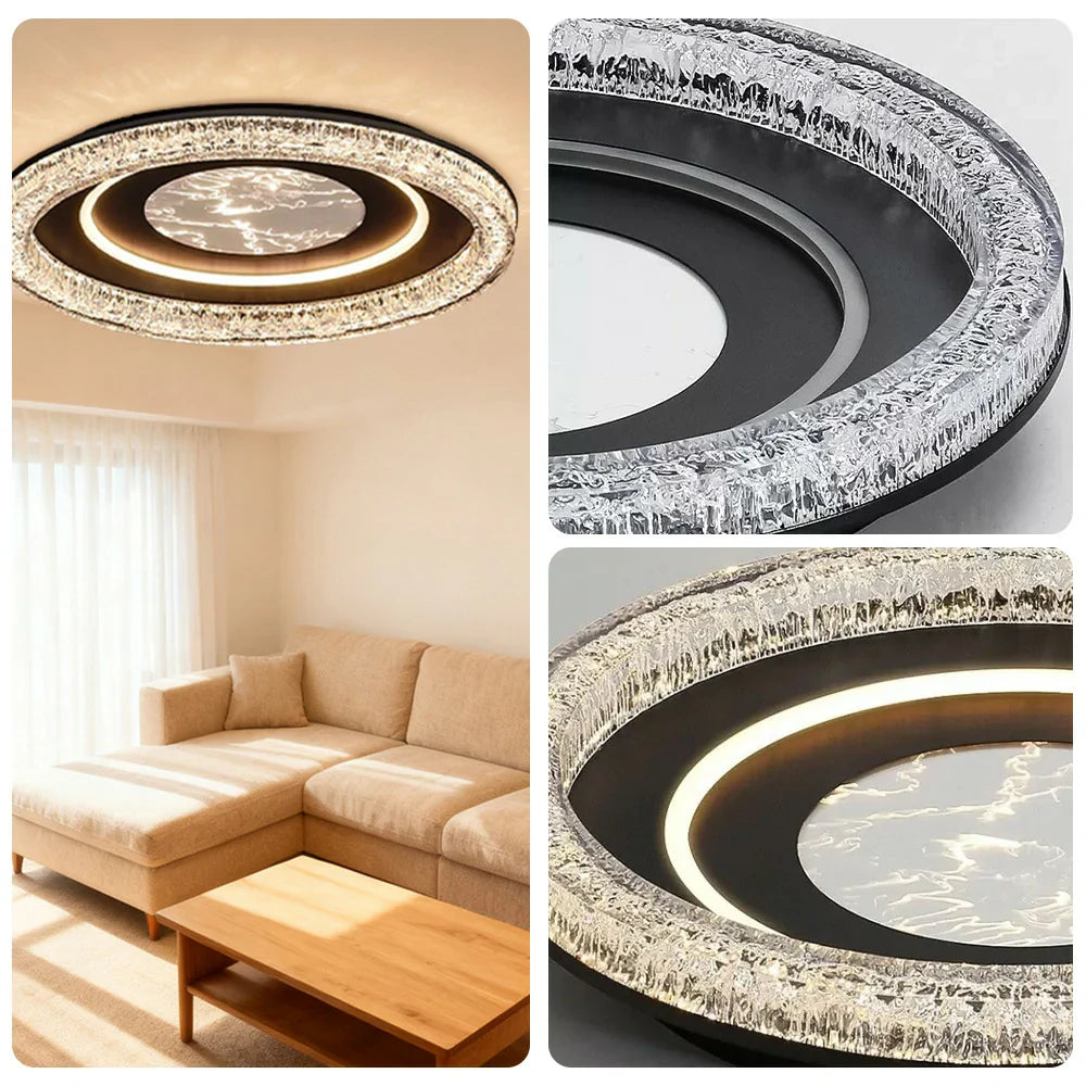 LIVARA 68W Frame Iron Matte & LED Eye-Comfort Full-Spectrum Lighting, Diffused Soft with Light Ceiling Black