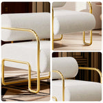 LIVARA Velvet Lounge Chair Thick Cushion Stainless Steel Frame Deep-Relax Bolster Support Design White&Gold