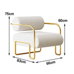 LIVARA Velvet Lounge Chair Thick Cushion Stainless Steel Frame Deep-Relax Bolster Support Design White&Gold