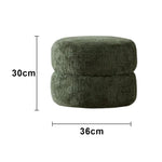 LIVARA Round Ottoman - High-Resilience Foam, Chenille Fabric, Lightweight & Mobile, Multi-Use Design - Green