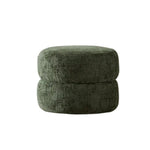 LIVARA Round Ottoman - High-Resilience Foam, Chenille Fabric, Lightweight & Mobile, Multi-Use Design - Green