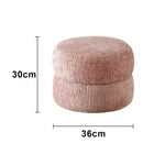 LIVARA Round Ottoman - High-Resilience Foam, Chenille Fabric, Lightweight & Mobile, Multi-Use Design - Pink