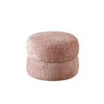 LIVARA Round Ottoman - High-Resilience Foam, Chenille Fabric, Lightweight & Mobile, Multi-Use Design - Pink