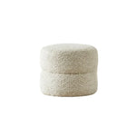 LIVARA Round Ottoman - High-Resilience Foam, Chenille Fabric, Lightweight & Mobile, Multi-Use Design - White