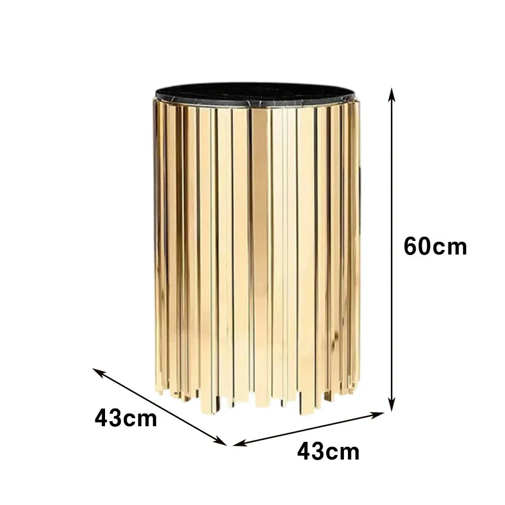 LIVARA 43/60/80cm Gold-Plated Coffee Brass Marble Base, Metal Modern Black Style Vacuum Table, White - Edge Luxury Marble Design, Legs, White