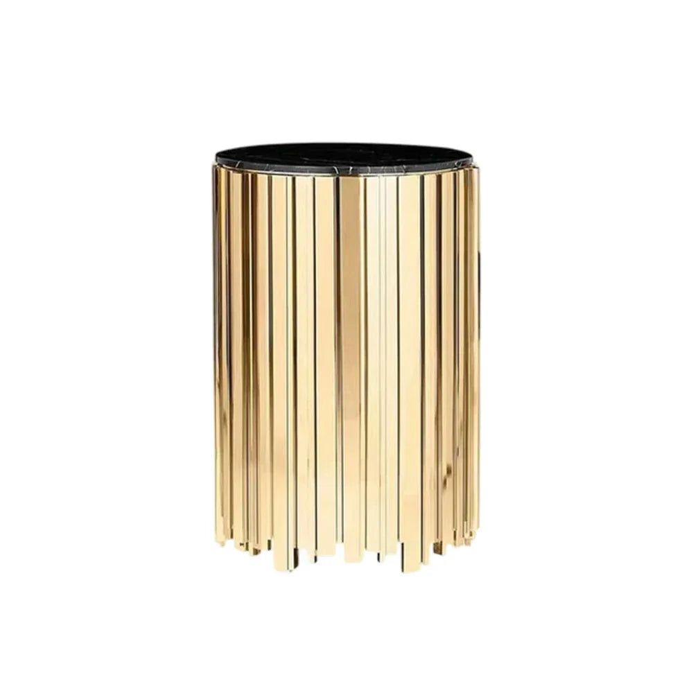 LIVARA 43/60/80cm Gold-Plated Coffee Brass Marble Base, Metal Modern Black Style Vacuum Table, White - Edge Luxury Marble Design, Legs, White