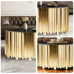 LIVARA 43/60/80cm Gold-Plated Coffee Brass Marble Base, Metal Modern Black Style Vacuum Table, White - Edge Luxury Marble Design, Legs, White